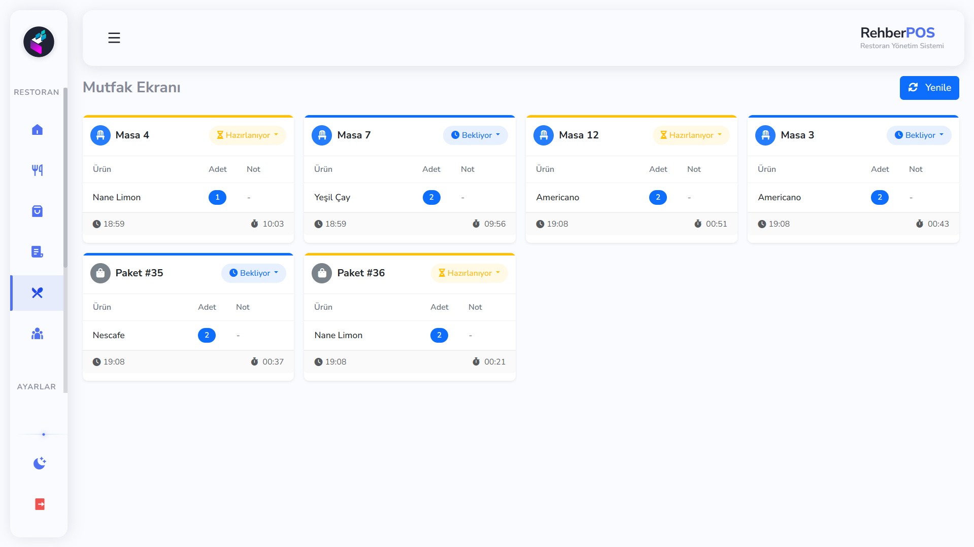 RehberPOS Bulut Mutfak Çözümü